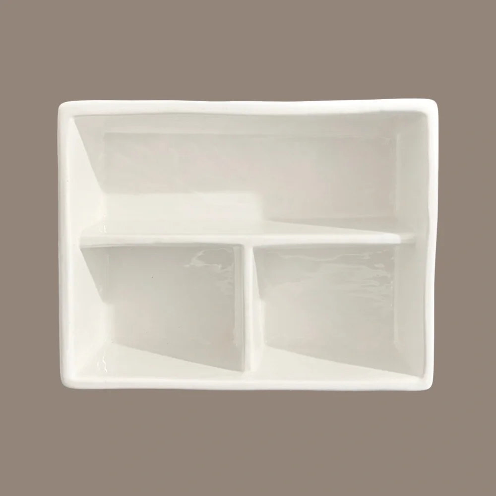Rae Dunn Jewelry Ceramic Trinket Box with Lid Divided Organizer White - Picture 8 of 9